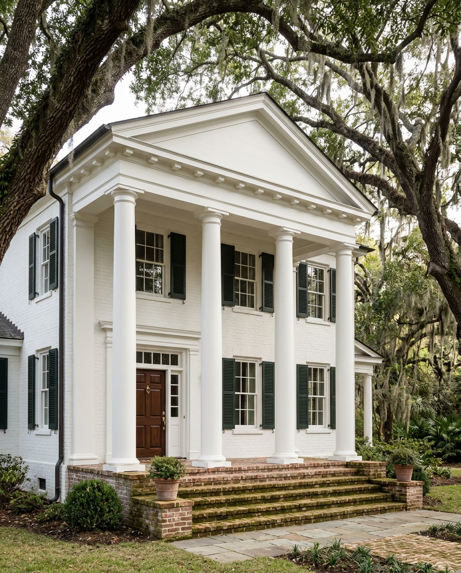 Restored historic Mississippi home with a columned portico